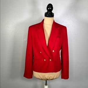 Vintage Ralph Lauren red wool double breasted blazer 8P holiday old money preppy